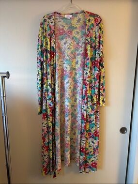 LuLaRoe Pastel Floral Open Kimono Duster with pockets!